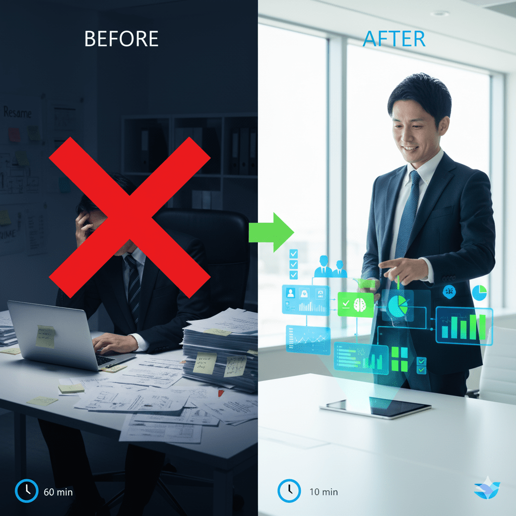折衷案：1日1時間の採用業務を“10分”に。担当一人で始める無料ツール採用DX